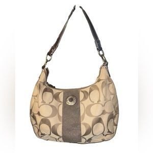Coach Brown Monogram Fabric Hobo Bag